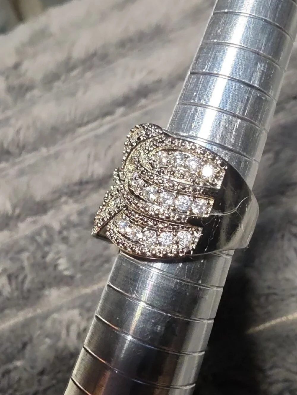 Silver-Tone Crystal Knot Statement Ring